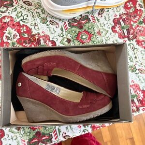 UGG Burgundy Suede Wedge Shoes